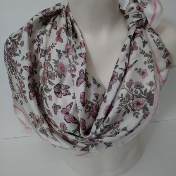 Anne Klein Floral Pink and White Scarf - Picture 11 of 11